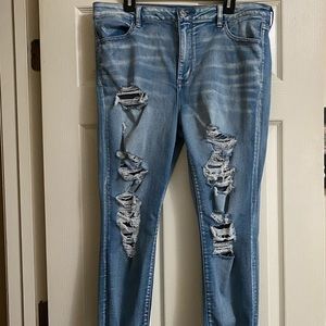 American Eagle High Rise Super Stretch Legging Distressed Jeans 18 Short